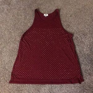 Old Navy Maroon Tank Gold Jewels Size XXl